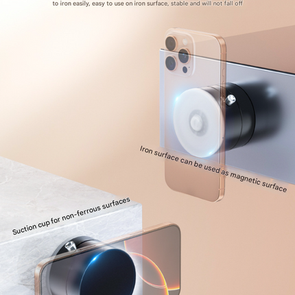 Black Multi-Functional Vacuum Suction Cup Stand - Foldable, Extendable Kitchen Lazy Person's Dual-Sided Magnetic Phone Holder.