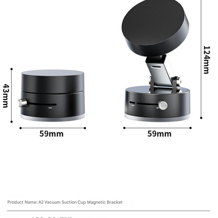 Black Multi-Functional Vacuum Suction Cup Stand - Foldable, Extendable Kitchen Lazy Person's Dual-Sided Magnetic Phone Holder.
