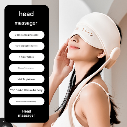 Capless Version Electric Head Massage Hat with Inflatable Airbags - 6-Zone Scalp Therapy for Relaxation and Sleep Aid.
