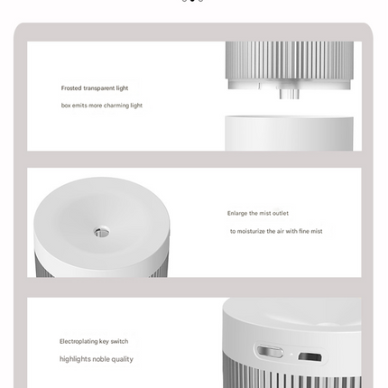 2-Piece White Mini Desktop Humidifier - Portable Mist Maker for Home and Car Use.