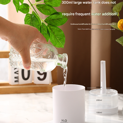 2-Piece Grey Mini Desktop Humidifier - Portable Mist Maker for Home and Car Use.