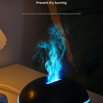 Wood grain Mini USB Aromatherapy Diffuser with Flame Projection - Portable Humidifier for Home and Car Use.