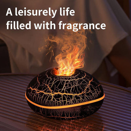 Crack color Mini USB Aromatherapy Diffuser with Flame Projection - Portable Humidifier for Home and Car Use.