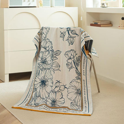 Flower Fairy 40S Pure Cotton Gauze Bath Towel - Extra Large, Thick, Soft, and Highly Absorbent for Adults.