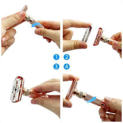 Bronze color Premium Adjustable Double Edge Safety Razor Kit - 8-Setting Precision Shave with Stand & 5 Blades.