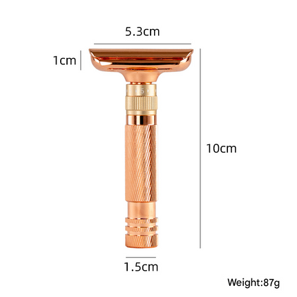 Bronze color Premium Adjustable Double Edge Safety Razor Kit - 8-Setting Precision Shave with Stand & 5 Blades.