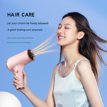 Pink Ultra-Lightweight Ionic Cordless Hair Dryer, USB Rechargeable Portable Blow Dryer with Cool Air for Travel & Home.