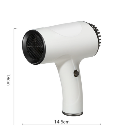 Black Ultra-Lightweight Ionic Cordless Hair Dryer, USB Rechargeable Portable Blow Dryer with Cool Air for Travel & Home.
