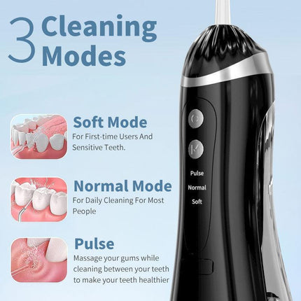 Pink Cordless Water Flosser & Oral Irrigator - Portable Teeth Cleaner with 3 Modes & 4 Jet Tips.