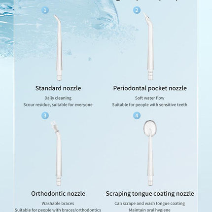 Pink Cordless Water Flosser & Oral Irrigator - Portable Teeth Cleaner with 3 Modes & 4 Jet Tips.