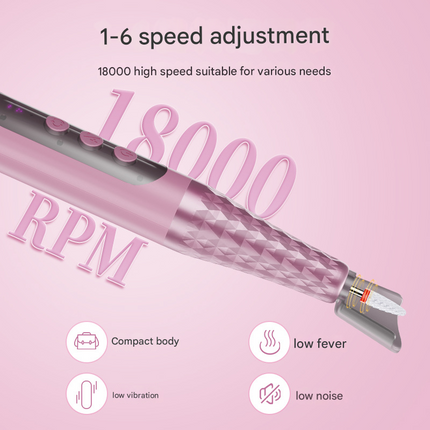Pink Professional Electric Nail Drill Kit - 6-Speed 18000RPM Rechargeable Manicure & Pedicure File for Polishing, Grinding & Gel Removal.