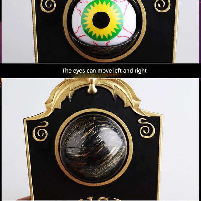 2-Piece Black Halloween Animated Eyeball Doorbell - Spooky Light-Up Prop with Scary Sounds for Party & Door Decoration.