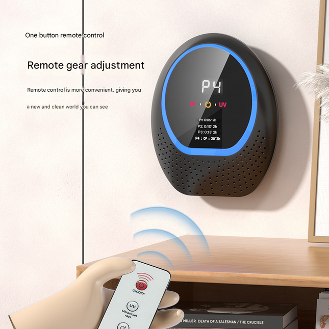 White Rechargeable Ozone & UV-C Air Purifier with Remote - Portable Odor Eliminator for Home, Pets & Closets.