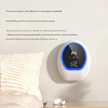 White Rechargeable Ozone & UV-C Air Purifier with Remote - Portable Odor Eliminator for Home, Pets & Closets.