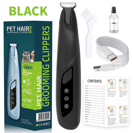 Black Precision Pet Paw Trimmer - Waterproof & Rechargeable Grooming Clipper for Dog & Cat Paws, Eyes, and Ears.