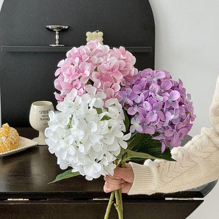 5-Piece Pink Premium Lifelike Hydrangea Artificial Flowers- 60cm Long Stem Faux Floral Bouquet for Home, Wedding & Vase Decor.