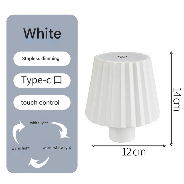Striped white Cordless LED Bottle Lamp - Rechargeable Touch-Control Table Light with 3 Color Modes for Bar & Home Decor.