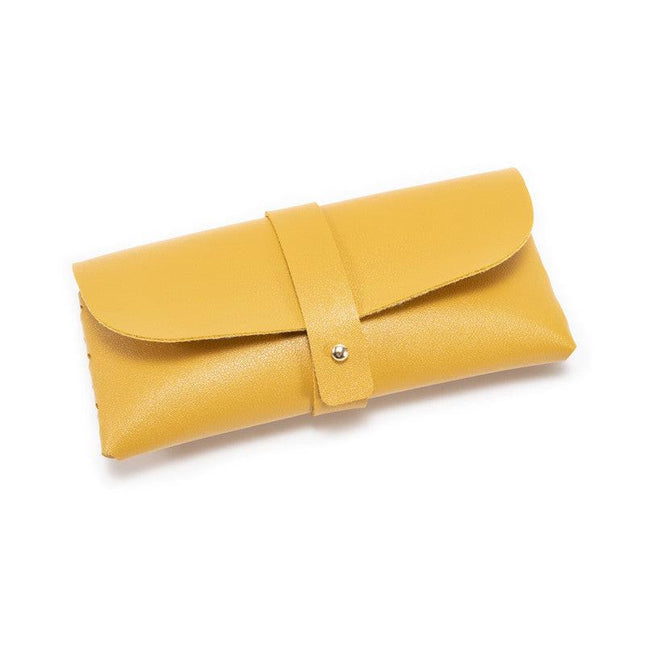 3-Pieces Yellow Chic & Sleek PU Leather Soft Eyeglass Case - Protective Pouch for Sunglasses & Reading Glasses.
