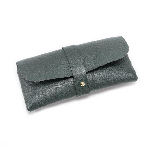 3-Pieces Green Chic & Sleek PU Leather Soft Eyeglass Case - Protective Pouch for Sunglasses & Reading Glasses.