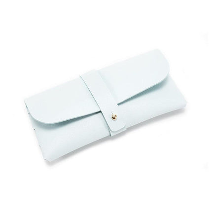 3-Pieces Sky blue Chic & Sleek PU Leather Soft Eyeglass Case - Protective Pouch for Sunglasses & Reading Glasses.