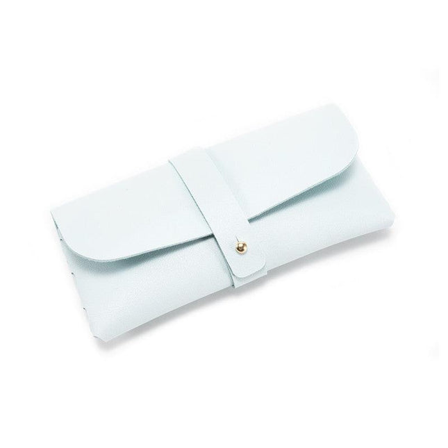3-Pieces Sky blue Chic & Sleek PU Leather Soft Eyeglass Case - Protective Pouch for Sunglasses & Reading Glasses.