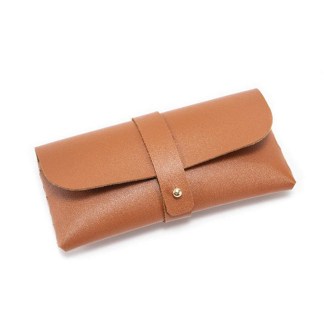 3-Pieces brown Chic & Sleek PU Leather Soft Eyeglass Case - Protective Pouch for Sunglasses & Reading Glasses.