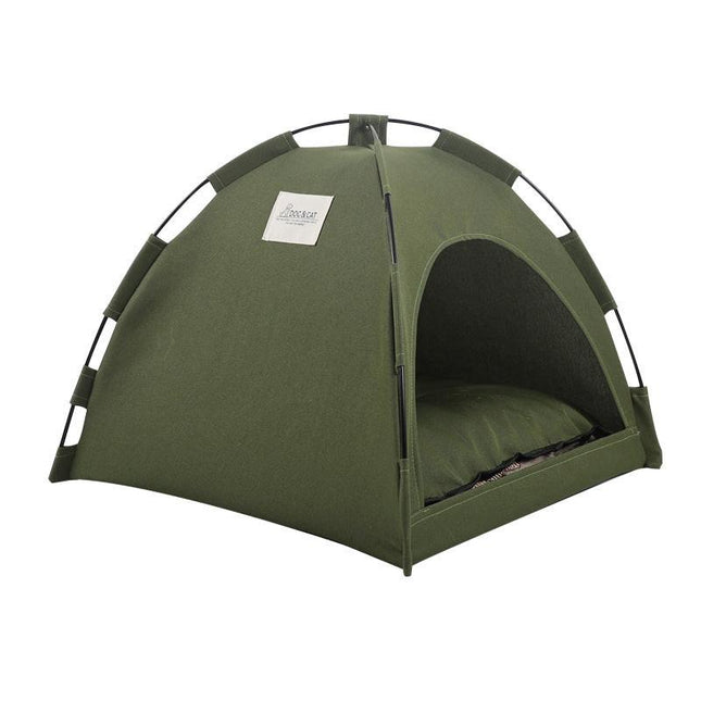 Green Premium Portable Pet Tent Bed with Cooling Mat - Breathable Foldable Outdoor Indoor Cat Dog House Shelter for Summer(Size: M).