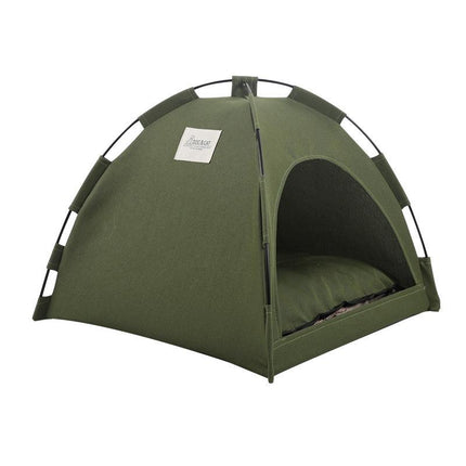 Green Premium Portable Pet Tent Bed with Cooling Mat - Breathable Foldable Outdoor Indoor Cat Dog House Shelter for Summer(Size: L).