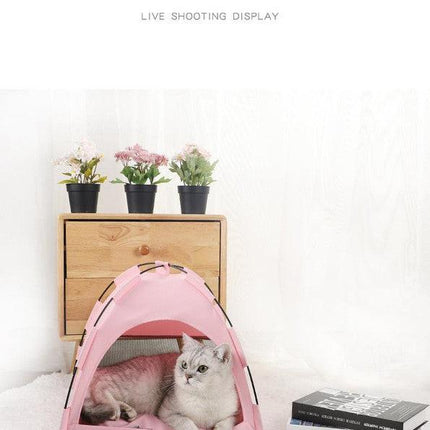 Green Premium Portable Pet Tent Bed with Cooling Mat - Breathable Foldable Outdoor Indoor Cat Dog House Shelter for Summer(Size: L).