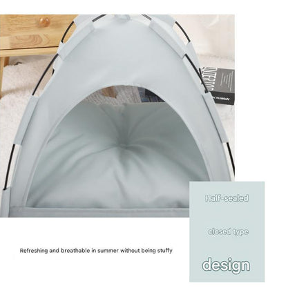 Green Premium Portable Pet Tent Bed with Cooling Mat - Breathable Foldable Outdoor Indoor Cat Dog House Shelter for Summer(Size: L).