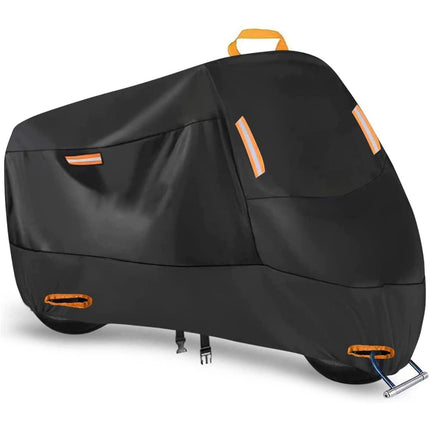 Heavy Duty 210D Waterproof Motorcycle Cover - All Season Outdoor Protection with Lock Holes & Windproof Buckles(Size: M).