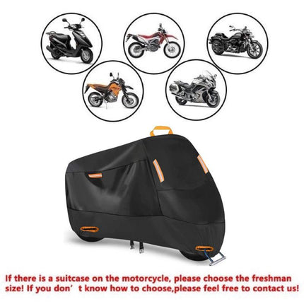 Heavy Duty 210D Waterproof Motorcycle Cover - All Season Outdoor Protection with Lock Holes & Windproof Buckles(Size: L).