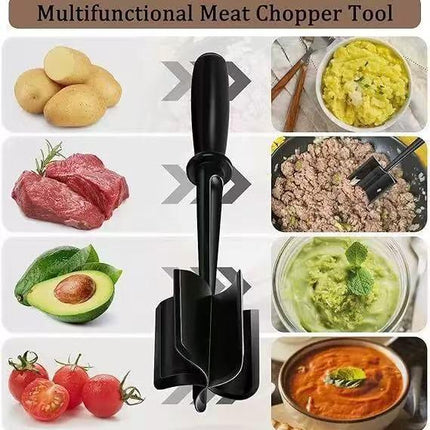 3-pieces Red Premium Heat Resistant Meat Chopper - Ground Meat Masher Utensil for Hamburger & Non-Stick Pans.