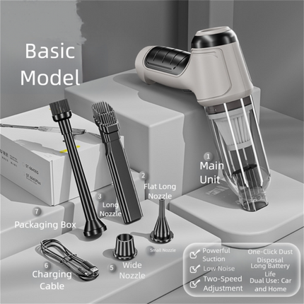 Grayish-white Multi-Functional Cordless Handheld Vacuum Cleaner - Powerful Blower & Inflator for Car and Home.