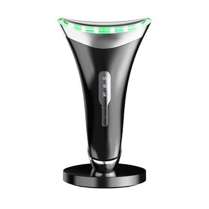 MJ-400 black Rechargeable EMS Facial & Neck Sculpting Device - 3-in-1 LED Light Therapy Massager(Seven Colors).
