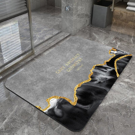 Quicksand and golden grey Modern Absorbent Diatomaceous Earth Bath Mat - Quick Dry, Non-Slip, Soft Bathroom Floor Mat.