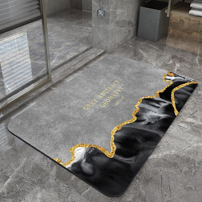 Quicksand and golden grey Modern Absorbent Diatomaceous Earth Bath Mat - Quick Dry, Non-Slip, Soft Bathroom Floor Mat.