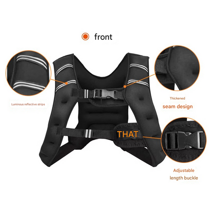 Black Gym Partner Weighted Vest - Adjustable & Reflective for Running, Training & Strength Building(5KG).