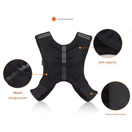 Black Gym Partner Weighted Vest - Adjustable & Reflective for Running, Training & Strength Building(5KG).