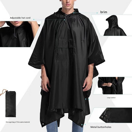 Green 3-in-1 Multifunctional Outdoor Rain Poncho - Ground Mat & Shelter - Lightweight & Waterproof for Hiking & Camping.