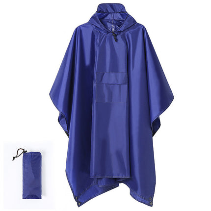 Blue 3-in-1 Multifunctional Outdoor Rain Poncho - Ground Mat & Shelter - Lightweight & Waterproof for Hiking & Camping.