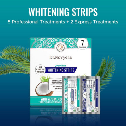 Dr. Novyera Premium Whitening Strips - Coconut Oil Infused for Effective Tooth Stain Removal & Gentle Care - 7 Treatments (5 Professional + 2 Express).