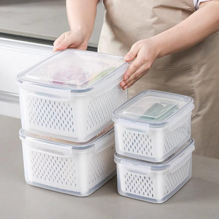 Grey Food-Grade Refrigerator Storage Container Set – Ventilated, Leak-Proof & Microwave-Safe Produce Keeper for Fruits, Vegetables & Meat (3-Piece Set).