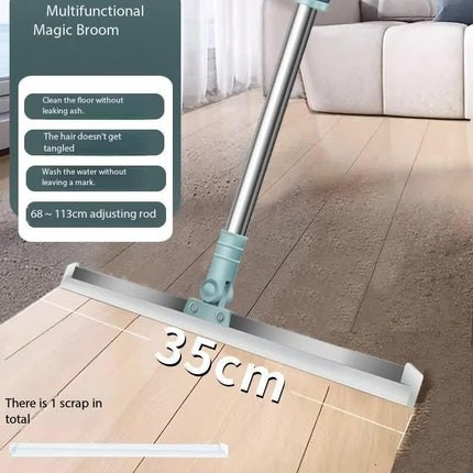 2 PCS Multi-Surface Silicone Squeegee Broom - Extendable & 180 degree Rotatable for Wet/Dry Cleaning(35cm).
