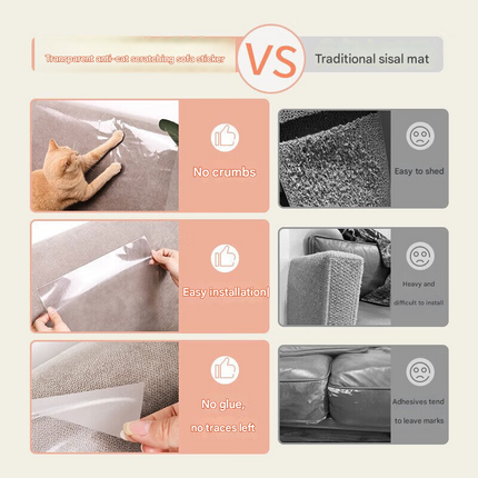 Transparent Cat Scratch Furniture Protector Film - 8 Pack Anti-Scratch Guards for Sofas, Doors, Walls - Self-Adhesive & Non-Toxic Cat Claw Deterrent(305*430mm).
