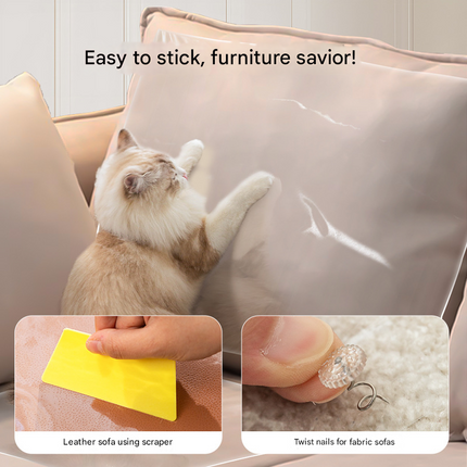 Transparent Cat Scratch Furniture Protector Film - 8 Pack Anti-Scratch Guards for Sofas, Doors, Walls - Self-Adhesive & Non-Toxic Cat Claw Deterrent(430*152mmmm).
