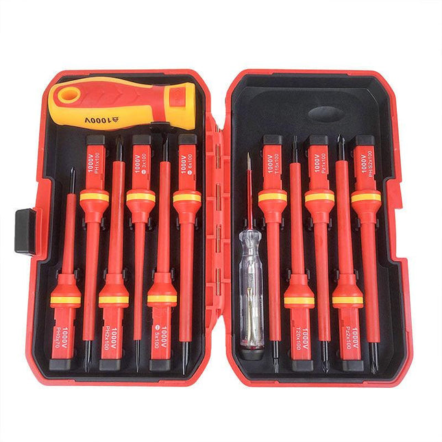 Orange Insulated Screwdriver Set - Multi-Bit Electrician's Tool Kit with Magnetic Tips & Quick-Change Handle(6136).