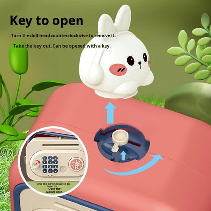 Red Electronic Piggy Bank Safe for Kids - Automatic Rolling Money Box with PIN & Fingerprint Lock.
