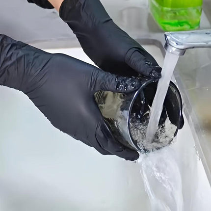 50 Pairs  Black Premium Disposable Nitrile Gloves - Powder-Free, Latex-Free & High-Elasticity for Multi-Purpose Use(L).