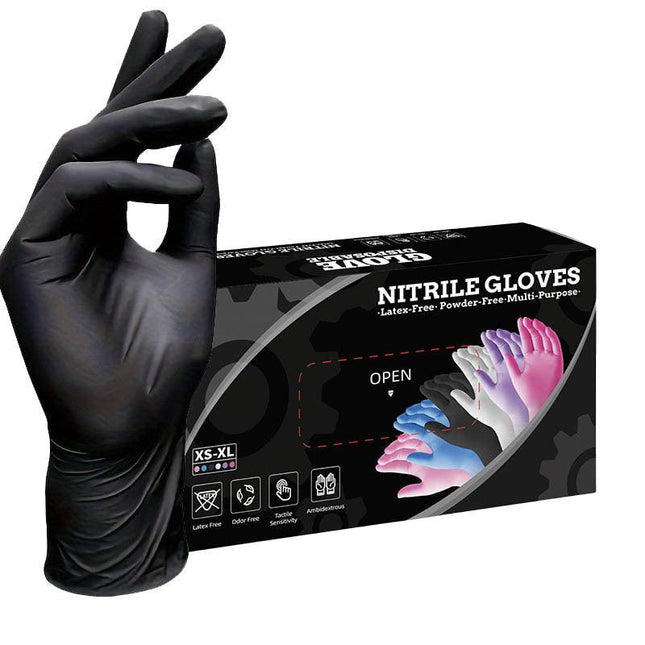 50 Pairs Black Premium Disposable Nitrile Gloves - Powder-Free, Latex-Free & High-Elasticity for Multi-Purpose Use(XL).